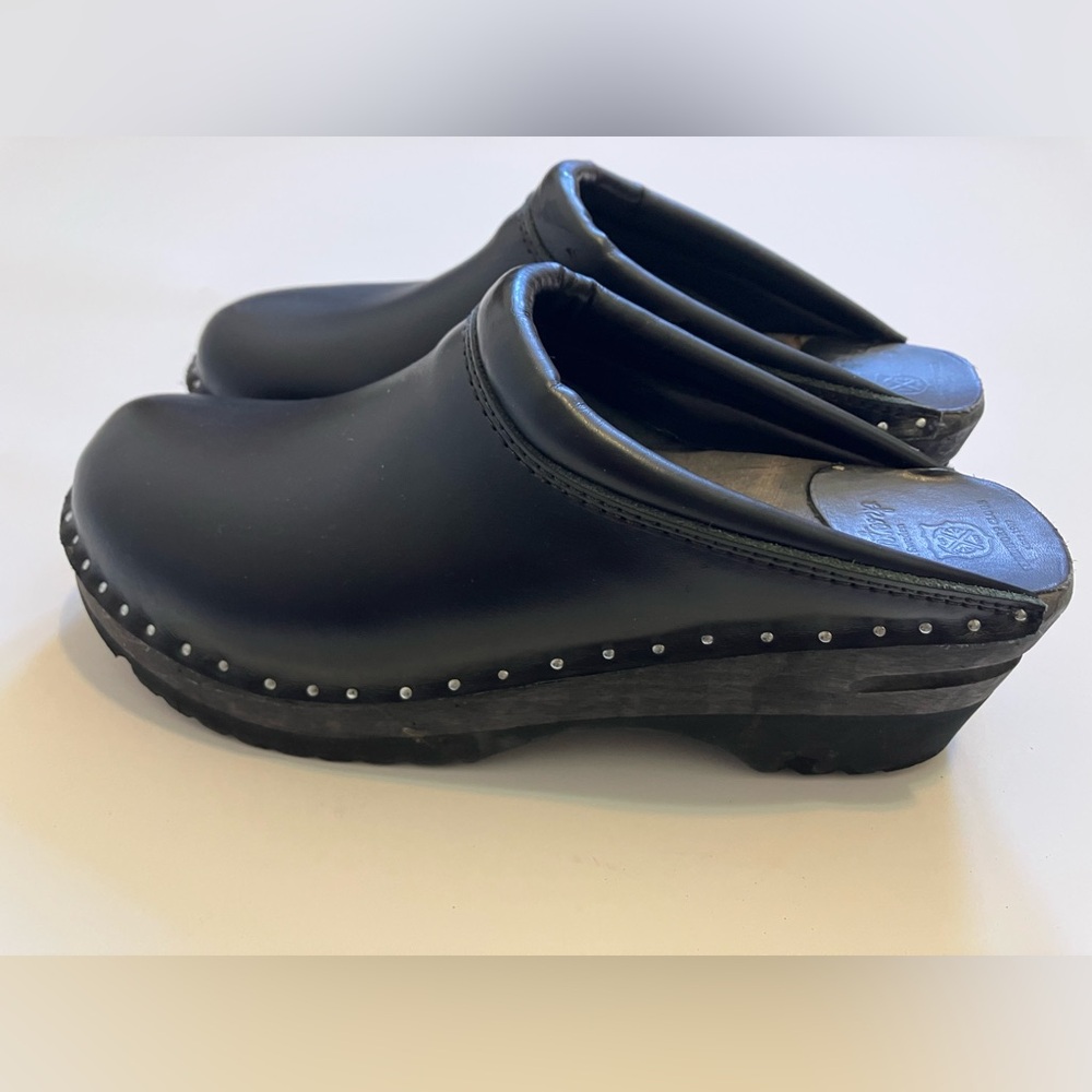Troentorp Monet Clogs. Black leather. Size 38